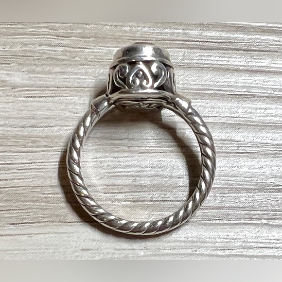 Vintage Designer Signed M ID Sterling Silver Twisted Cable Citrine Ring, Size 5 - Picture 6 of 11